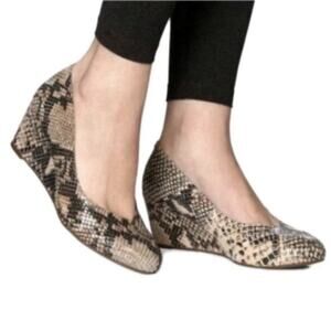 Vionic Antonia Snake Print Leather Wedges Women’s Size 5 Orthopedic Comfort Heel